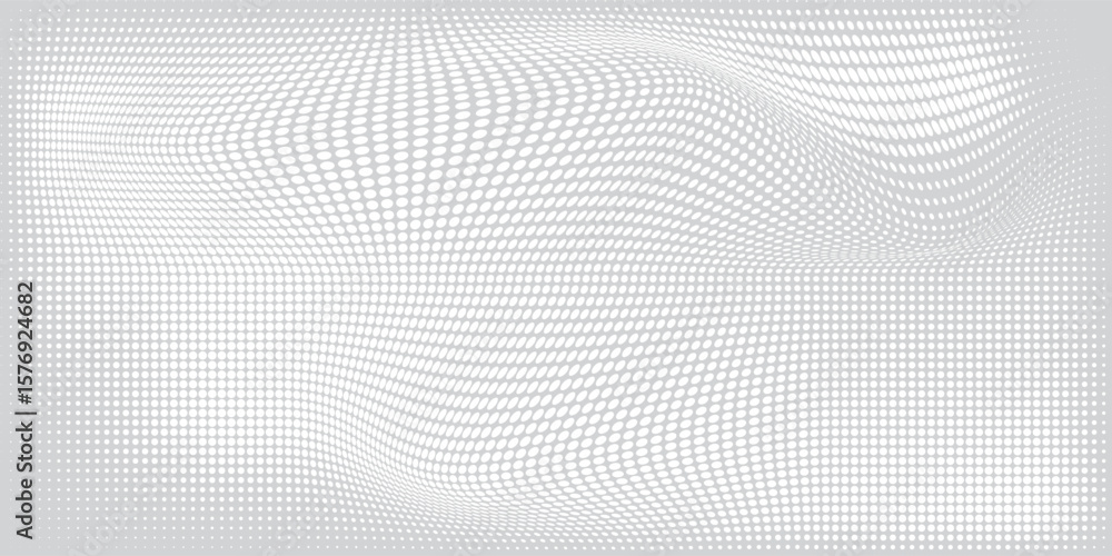 Naklejka premium Abstract Modern Wavy Dotted Pattern of White and Gray Tones