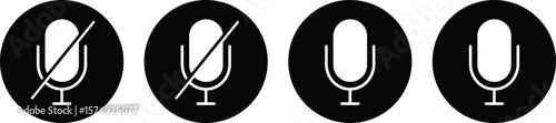 Set of  Microphone liner icon set, Illustration Icons vector
