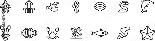 Icon collection of sealife