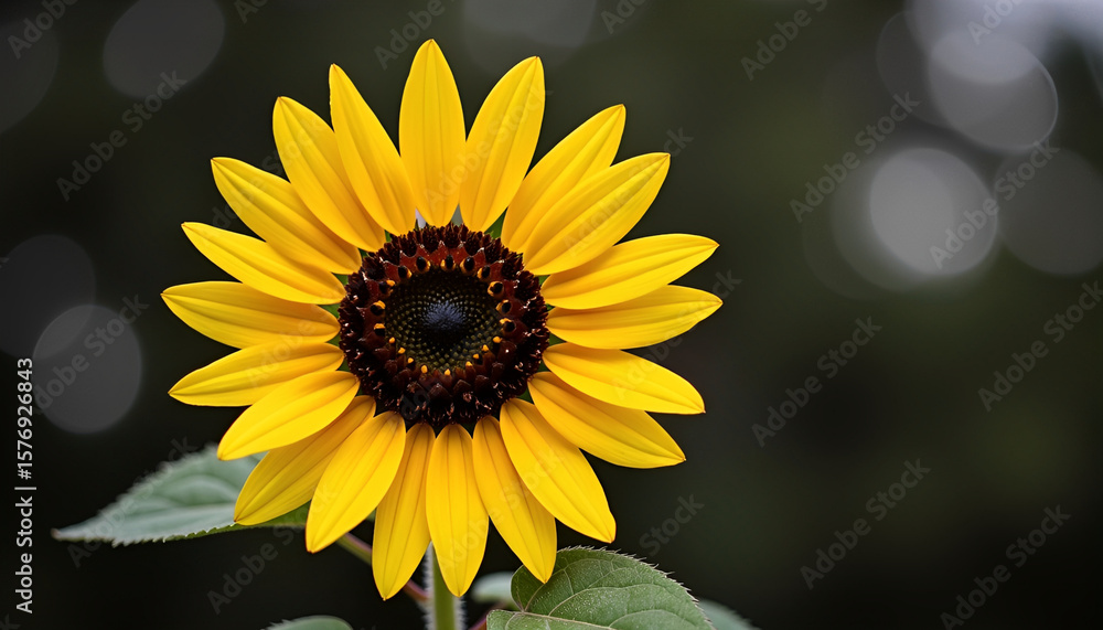 Fototapeta premium Bright Sunflower on Soft Gray Background