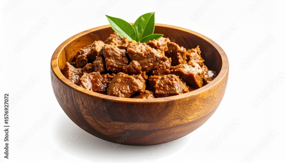 Beef Rendang in Wooden Bowl Beef Rendang in Wooden Bowl