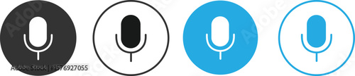 Microphone icon set flat style. Microphone audio, Flat design sign, Podcast microphone illustration,
