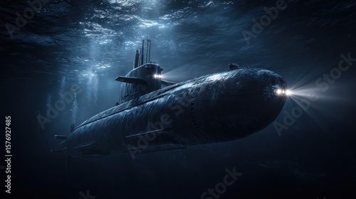 Wallpaper Mural Submarine underwater at night Torontodigital.ca