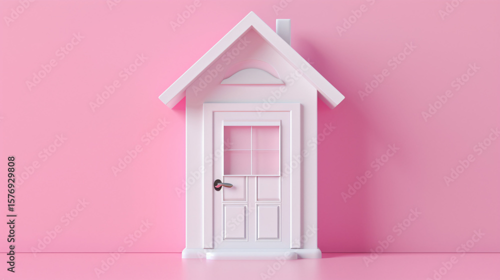 white door with pink wall, real estate, realty. white door with pink wall, real estate, realty.