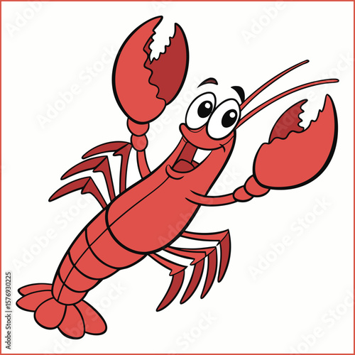 Hand drawn crawfish cartoon illustration