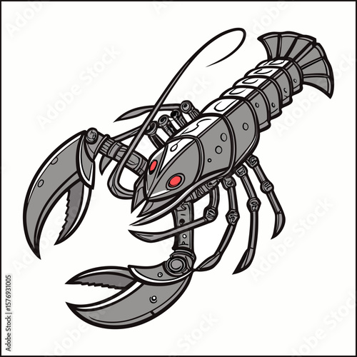 Hand drawn crawfish cartoon illustration