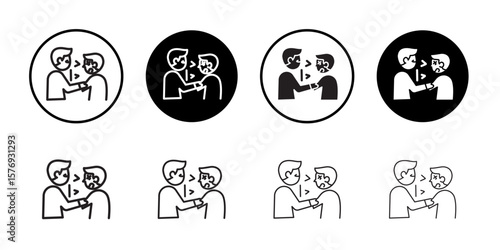 Angry people conflicts icon simple outline vector sign