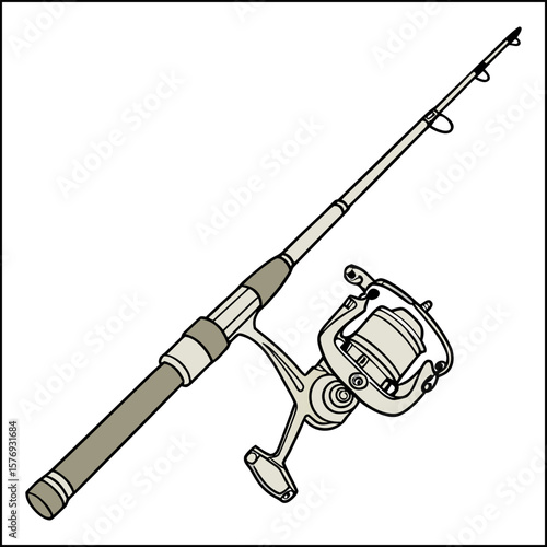 Realistic Fishing Rod Vector Illustration