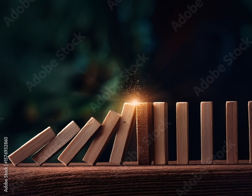 Domino Effect with Glowing Key Piece - Chain Reaction & Solution Concept