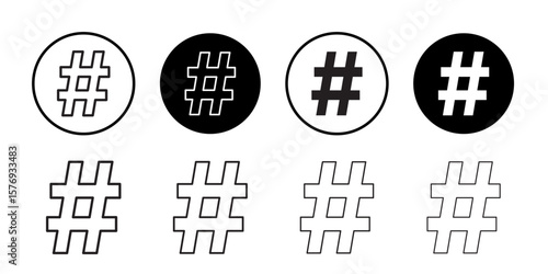 Hastag icon simple outline vector sign