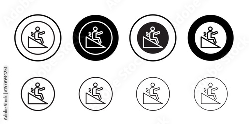 Man slide on slope icon simple outline vector sign