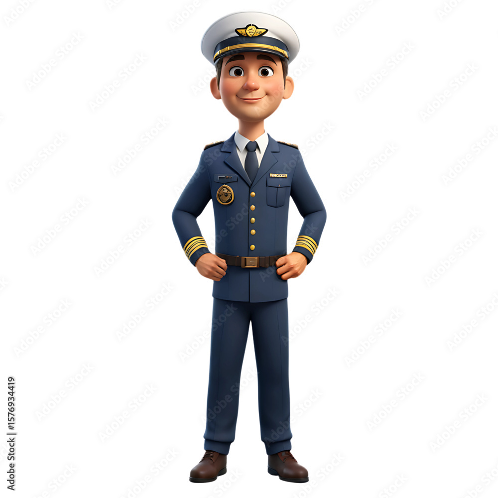 3D Cartoon Character of a Male Pilot Standing in a Confident Pose, AI Generated 3D Cartoon Character of a Male Pilot Standing in a Confident Pose, AI Generated