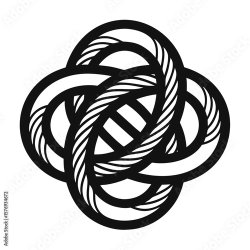 A knotted rope black and white vector icon on white background.