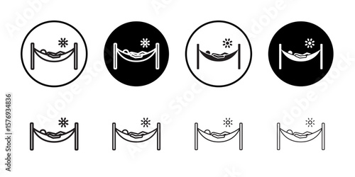 Person relaxing on hammock icon simple outline vector sign
