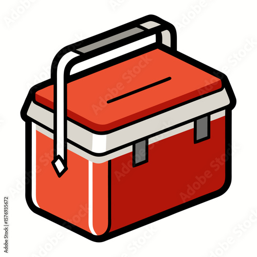 A portable cooler box colorful vector icon on white background.