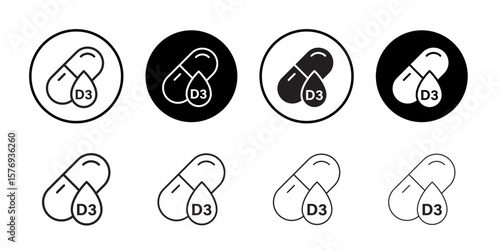 Vitamin D3 icon simple outline vector sign