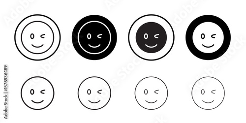 Winking eye icon simple outline vector sign