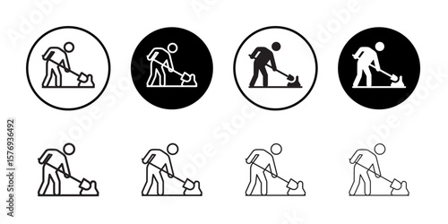 Worker digging icon simple outline vector sign