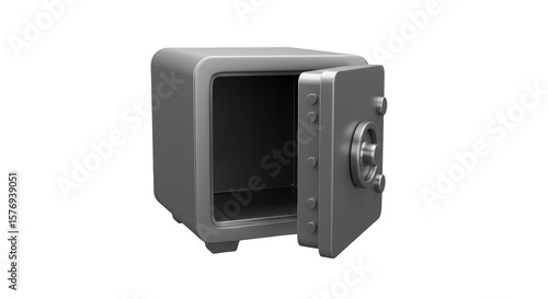 Open Silver Safe Protects Money Business Illustration Isolated