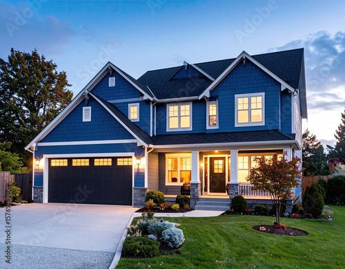 Modern home at twilight