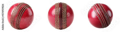 Set of three red cricket hard balls
