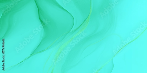 Vibrant abstract pattern resembling a marble or stone texture, flowing veins of lighter green and golden, The surface appears smooth yet dynamic, with a natural, organic flow.