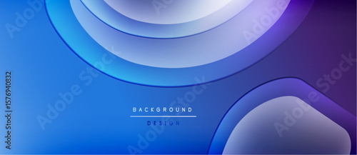 Abstract blue background features layered shapes, gradients, smooth curves. Modern design evokes depth, fluidity, calmness.