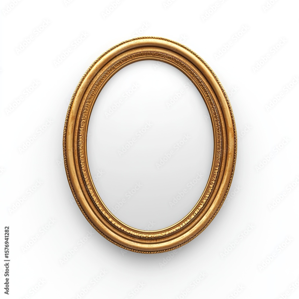 Oval golden picture frame, no background, white background, Oval golden picture frame, no background, white background,