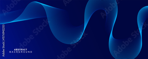 Dark blue abstract wave background with modern flow, great for business promotions, digital ads, or corporate identity.