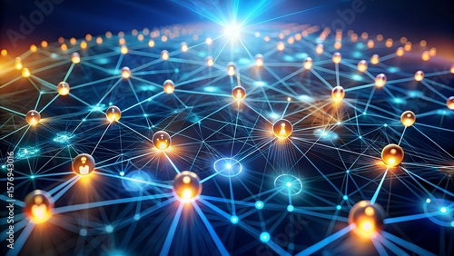 infographic concept of peer to peer network glowing