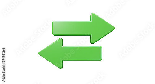 Swap Direction Illustration Two Way Green Arrows Cycle 3D Render