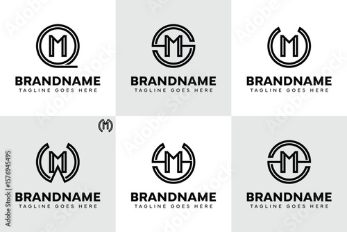 Letters QM SM UM WM MM YM ZM Logo Monogram Set, for MQ MS MU MW MM MY MZ initials