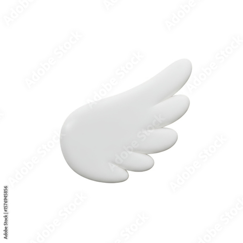 White Wing 3D Rendering Angel Feather Isolated Element Symbol Sign