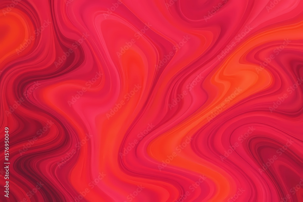 Obraz premium 물결치듯 부드럽게 흐르는 선명한 붉은 색감과 곡선들이 만들어내는 현대적인 추상 미술 배경, 복사 공간 포함