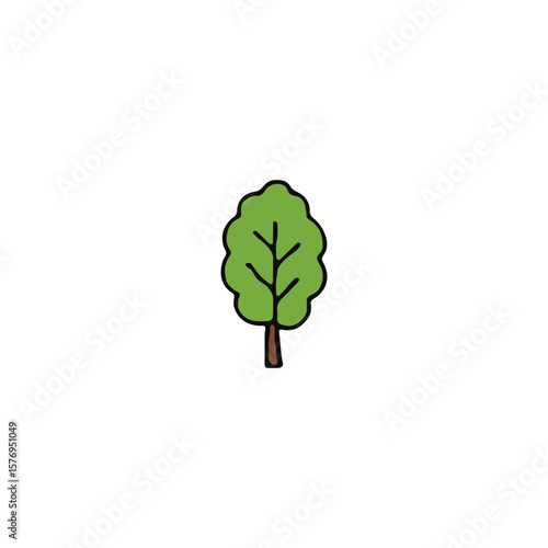 Simple illustration of a green tree with a brown trunk against a white background.