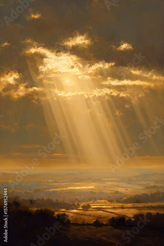 Golden Horizon: The Warm Embrace of Sunlight Infusing the Landscape with Radiant Bliss