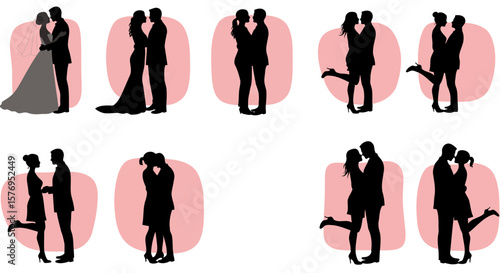 Silhouette couples love wedding romance relationship