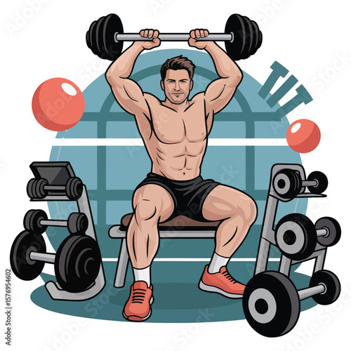 young man lifting weights