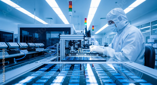 Precision in Blue: Semiconductor Cleanroom in Ultra HD.