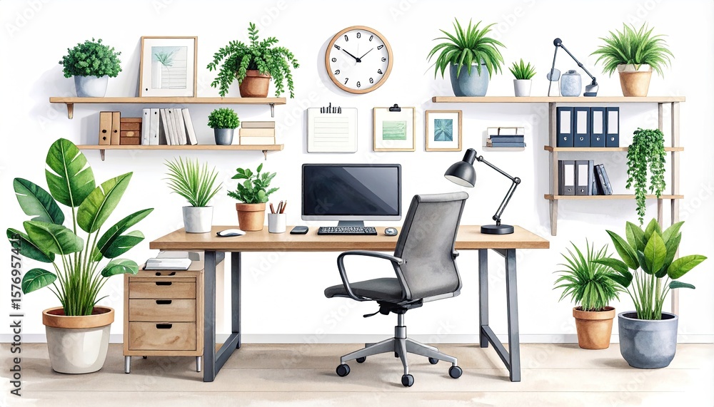 Fototapeta premium Modern workspace with plants