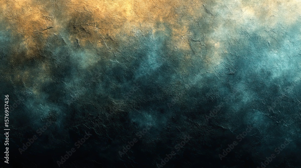 Obraz premium Textured surface with muted tones of gold and teal.