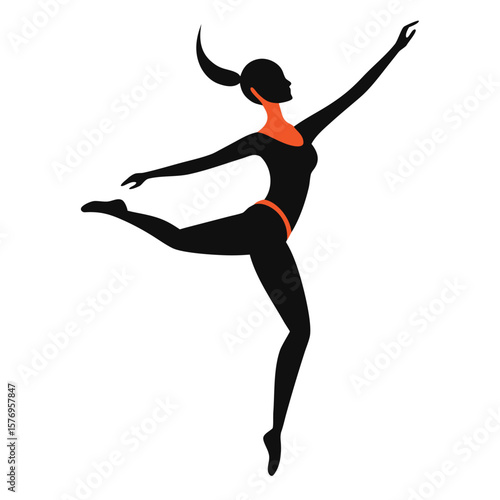 Artistic illustration of a ballet dancer in a dynamic pose with elegant movement isolated on white background