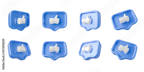 social media icon set like 3d rendering illustration