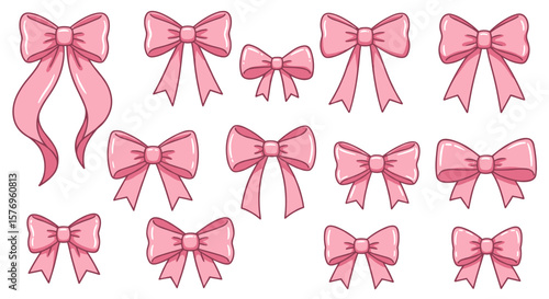 Charming pink bows collection with varied ribbon styles