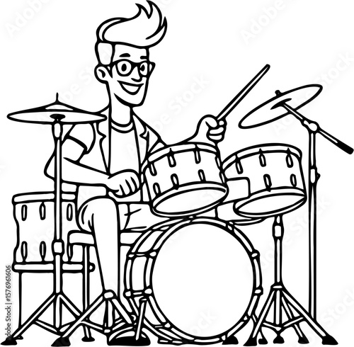 drummer vector illustration, isolated on white