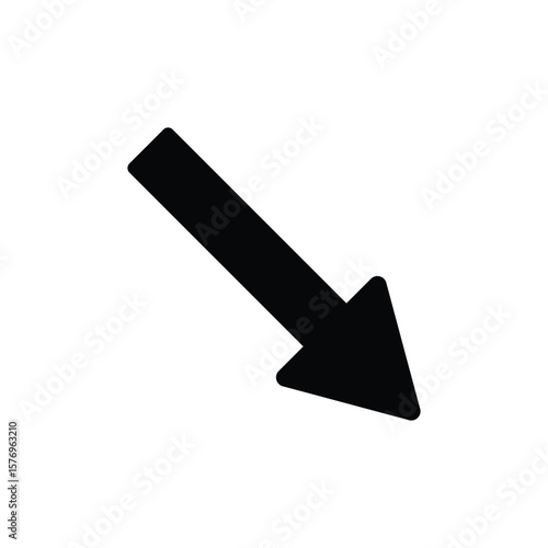 Down Left Arrow Icon, Bold Diagonal Vector