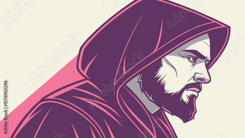 Halloween witch girl holding a magic wand and broom vector illustration cartoon face silhouette