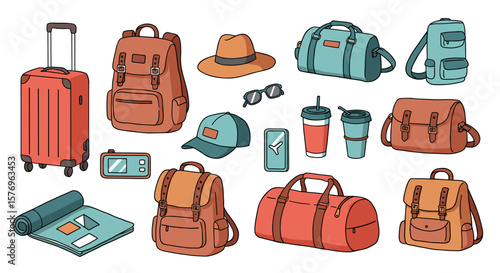 Travel essentials collection: stylish bags, accessories, and gadgets for your journey