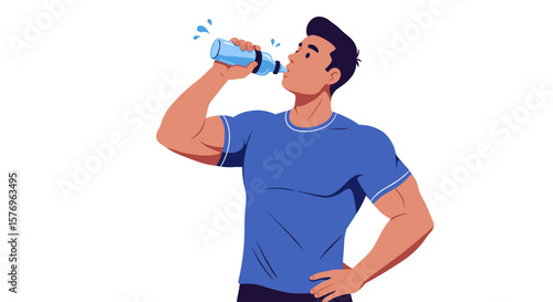 Athlete hydrating after workout in modern flat design