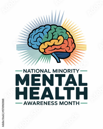 National Minority Mental Health Awareness Month Brain Illustration